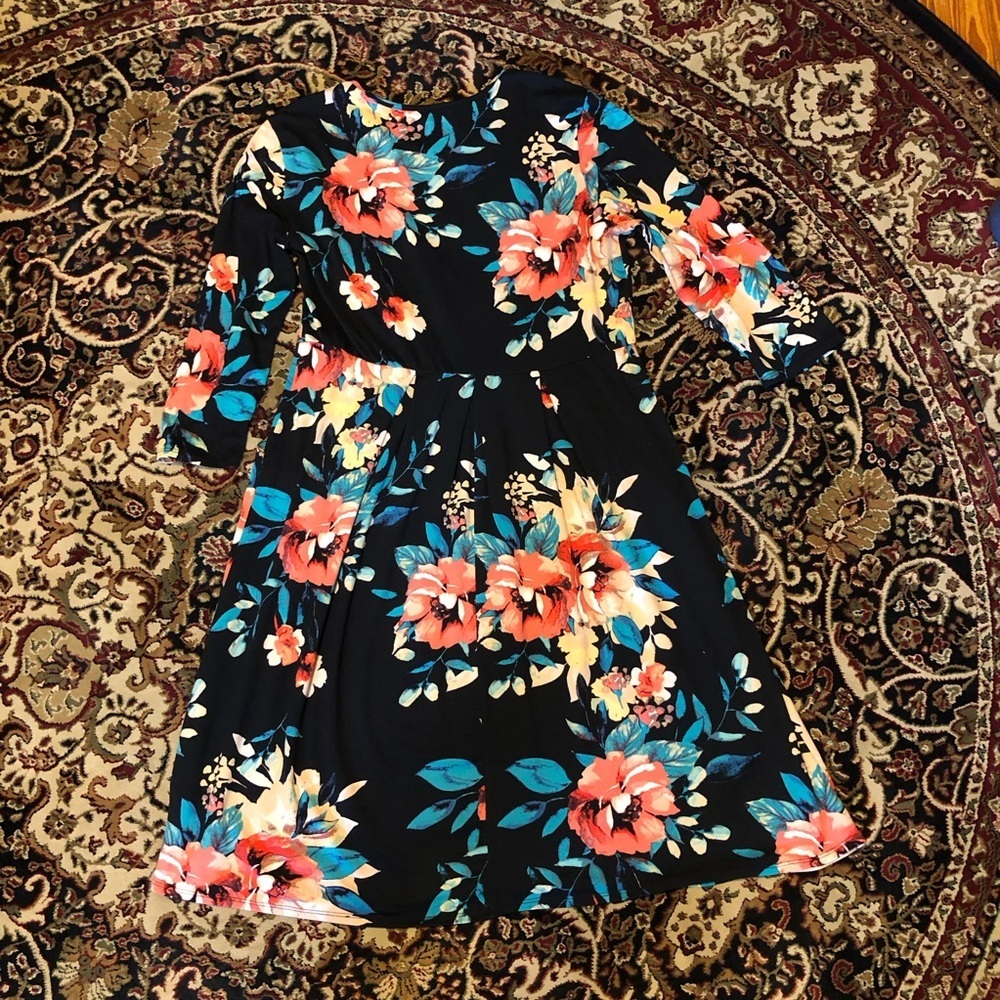 Jessakae Vibrant Floral Black Dress xl